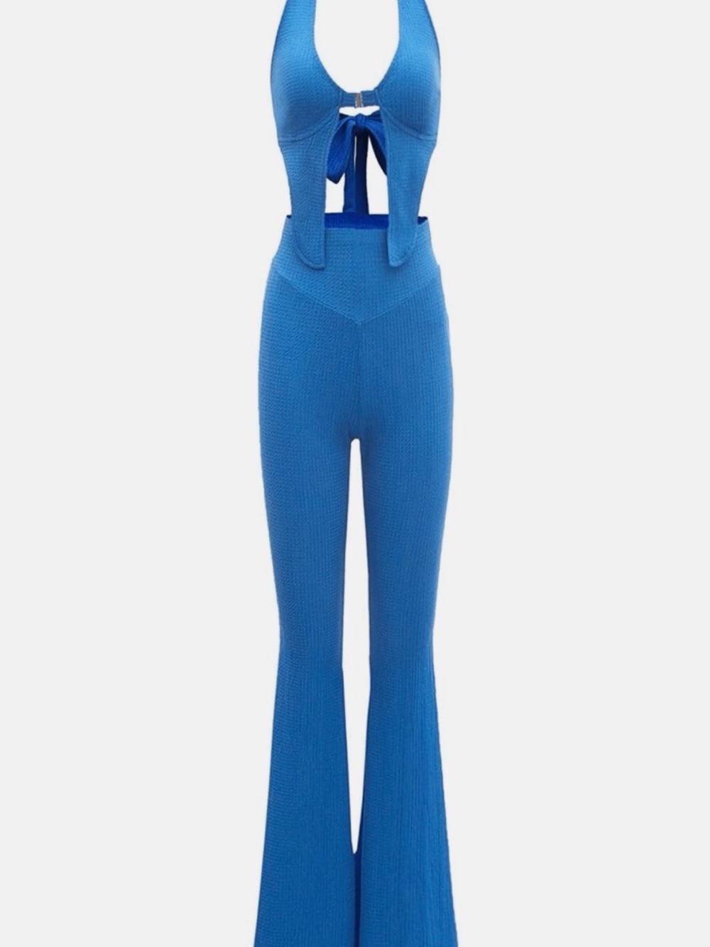 Verdusa Women's 2 Piece Outfits Halter Top and Flare Leg Pant Set NEW